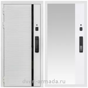 Двери оптом, Металлическая умная входная смарт-дверь Армада Каскад WHITE МДФ 10 мм Kaadas K9 / МДФ 16 мм ФЛЗ-Панорама-1, Белый матовый