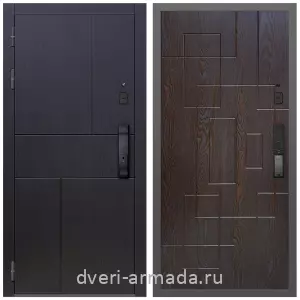 Двери МДФ для квартиры, Умная входная смарт-дверь Армада Оникс МДФ 10 мм Kaadas K9 / МДФ 16 мм ФЛ-57 Дуб шоколад