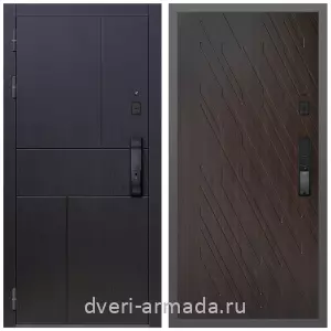 Двери МДФ для квартиры, Умная входная смарт-дверь Армада Оникс МДФ 10 мм Kaadas K9 / МДФ 16 мм ФЛ-86 Венге структурный