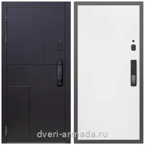 Темные входные двери, Умная входная смарт-дверь Армада Оникс МДФ 10 мм Kaadas K9 / МДФ 10 мм Гладкая Белый матовый