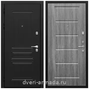 Черные входные двери, Металлическая дверь входная Армада Экстра МДФ 10 мм ФЛ-243 Черная шагрень / МДФ 16 мм ФЛ-39 Дуб Филадельфия графит