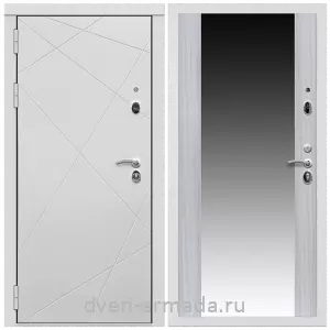 Входные двери с зеркалом МДФ, Дверь входная Армада Тесла МДФ 16 мм / МДФ 16 мм СБ-16 Сандал белый